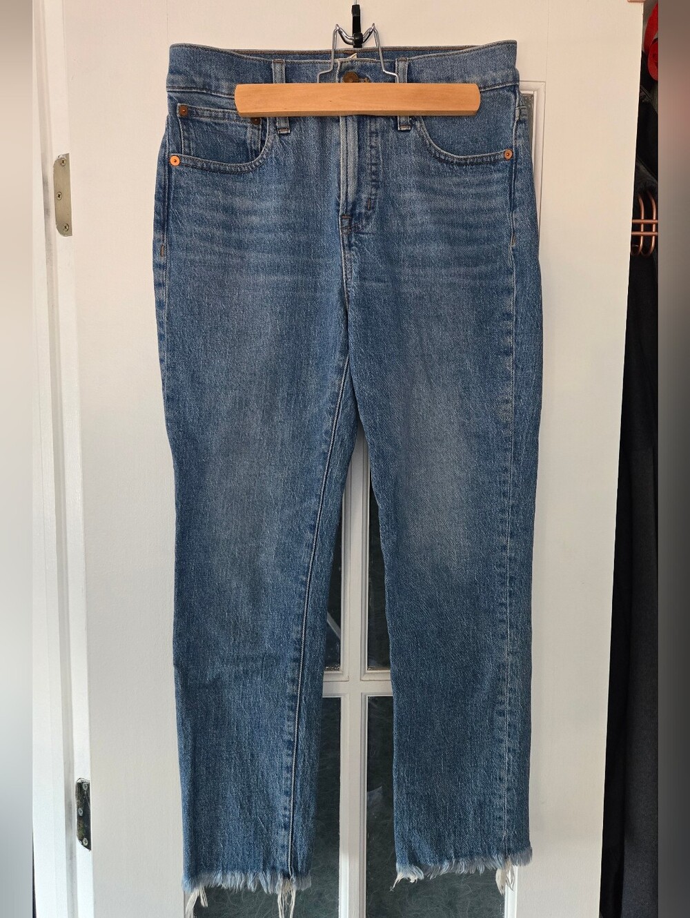 Madewell The Perfect Vintage Jean 26P Petite High Rise Straight Raw Hem EUC
